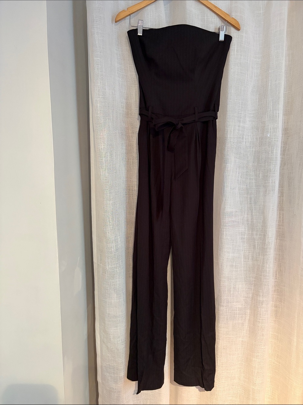 Strapless Black Women's Jumpsuit with Waist Tie